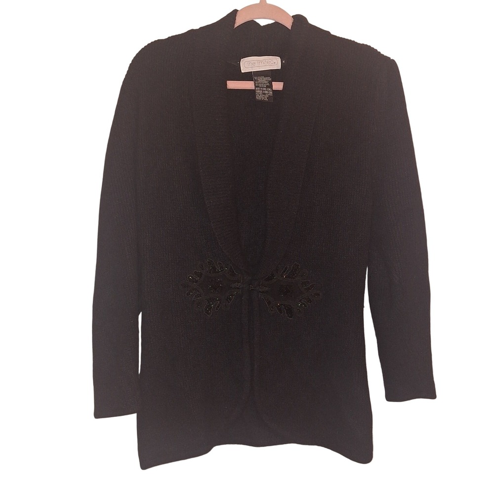 Vintage the limited Size Medium Black Silk Wool‎ Angora Cardigan Whimsygoth